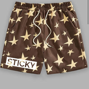 Brown Star Block Sticky Shorts