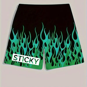 Green Flame Block Sticky Shorts