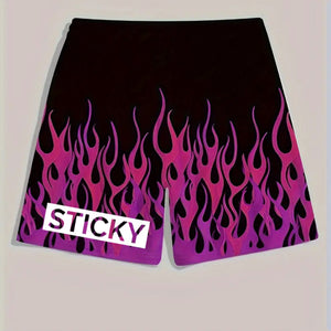 Purple Flame Block Sticky Shorts