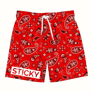 Red Bandana Block Sticky Shorts