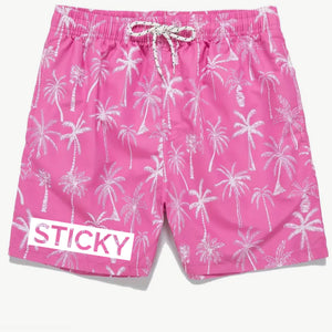 Pink Palm Tree Block Sticky Shorts